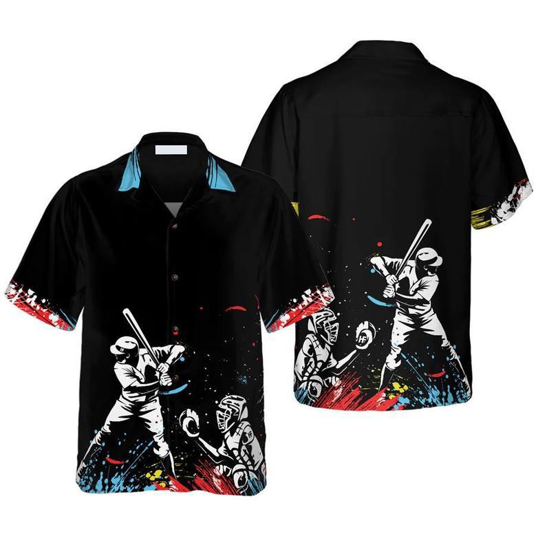 Colorful Baseball Dark Background Hawaiian Shirt For Men Summer Gifts