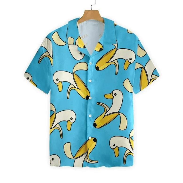 Cute Banana Duck Background Design Hawaiian Shirt Summer Gifts