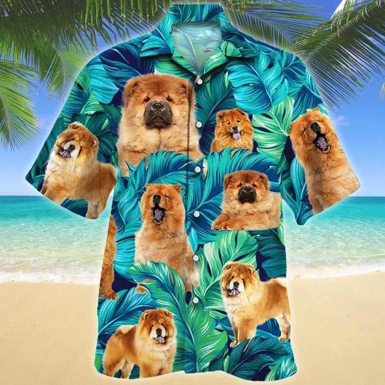 Cute Chow Chow Dog Lovers Gift Ideas Summer Beach Palm Tree Pattern Hawaiian Shirt Summer Gifts