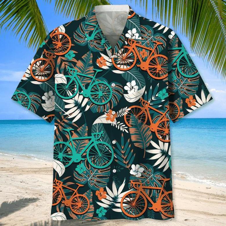 Cycling Floral Pattern , For Men, Summer Gift, Gift For Cycling Lover Unisex Hawaiian Shirt Aloha Shirt