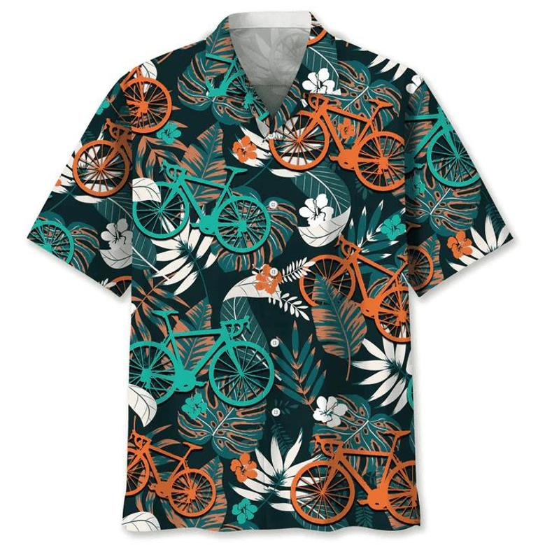 Cycling Flower Tropical , Funny Cycling Shirt, Cycling Shirt, Cyclist Shirt, Bicycle Gift, Biking Gift, Bike Gift Unisex Hawaiian Shirt Aloha Shirt