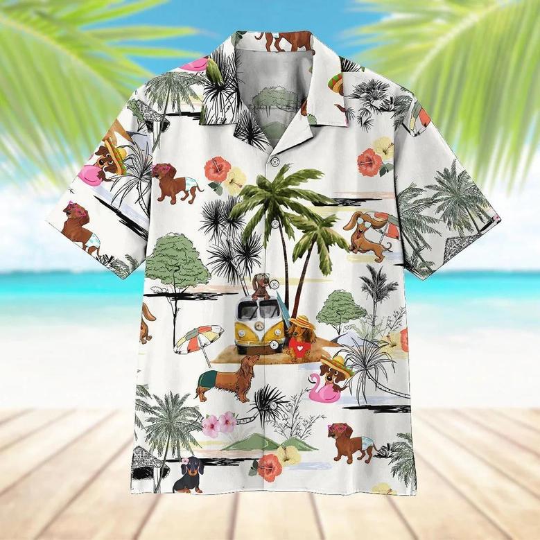 Dachshund Beach Retro Aloha Hawaiian Shirt For Men, Women Summer Gifts