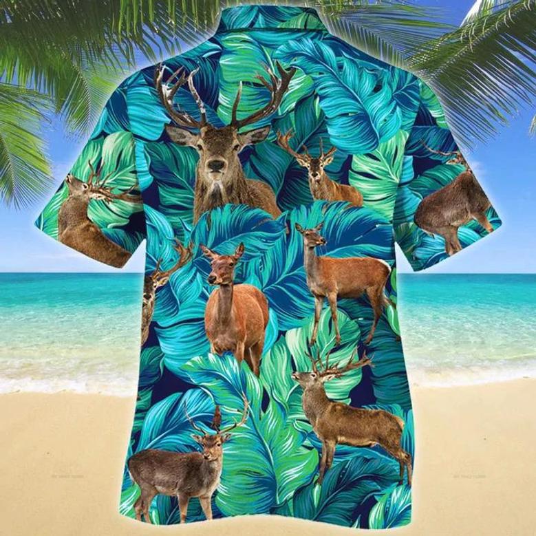 Deer Lovers Hawaiian Shirt, Tropical Deer Men Hawaiian Shirts Summer Gifts