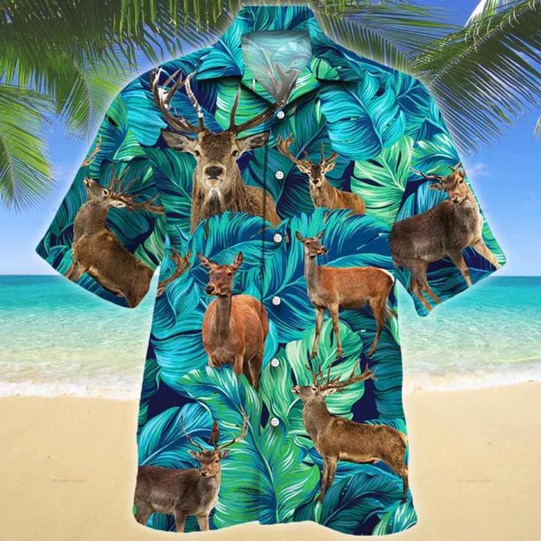 Deer Lovers Hawaiian Shirt, Tropical Deer Men Hawaiian Shirts Summer Gifts