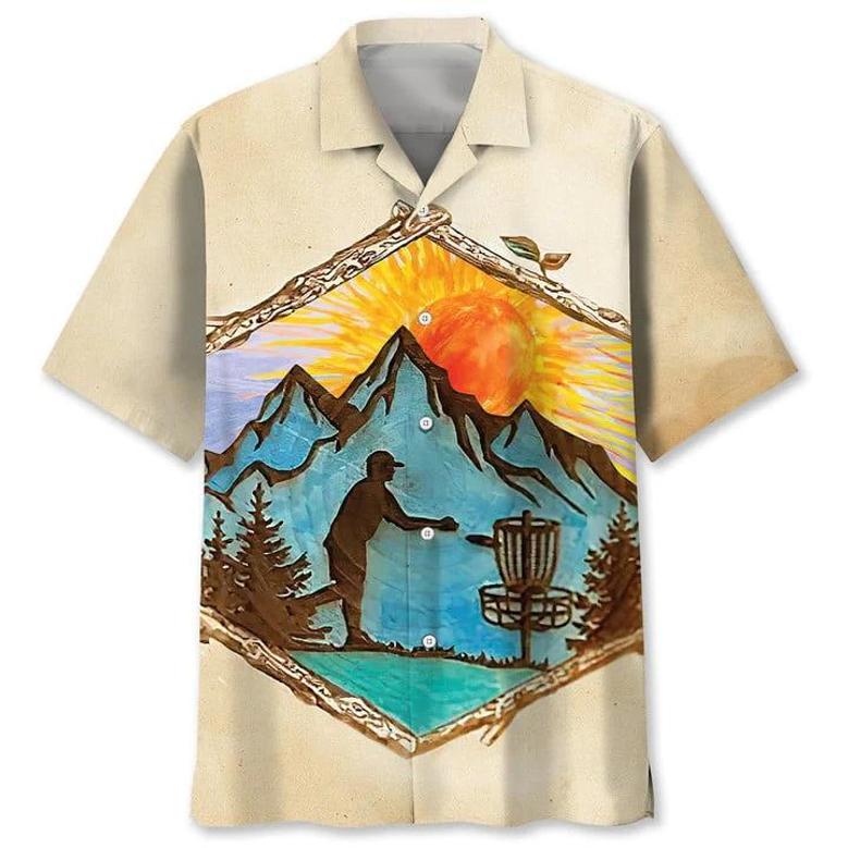 Disc Golf Tropical , Unisex Summer Beach Casual Short Sleeve Summer Vacation Beach Shirts Unisex Hawaiian Shirt Aloha Shirt