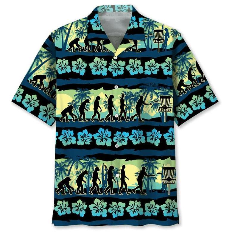 Disc Golf Tropical , Unisex Summer Beach Casual Short Sleeve Summer Vacation Beach Shirts Unisex Hawaiian Shirt Aloha Shirt