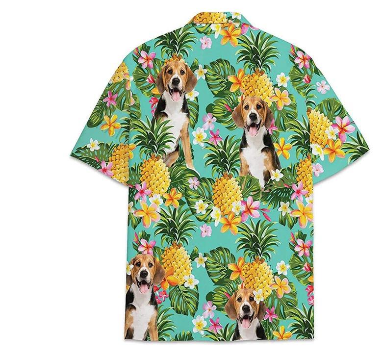 Dog Beagle Pineapple Pattern Short Tall Hawaiian Shirt, Button Up Aloha Shirt For Men, Women Summer Gifts