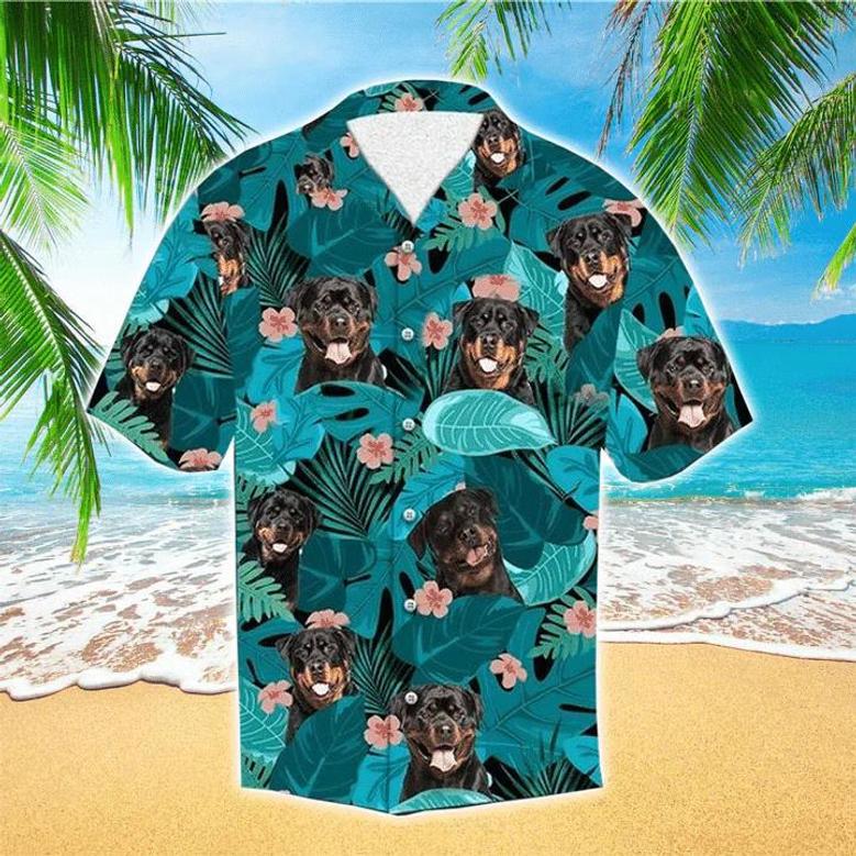 Dog Happy Summer With Rottweiler Edition Hawaiian Shirt, Flowers Aloha Shirt For Dog Lovers Summer Gifts