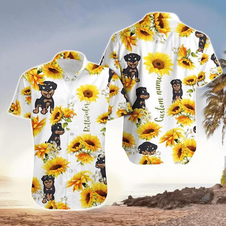 Dog Happy Summer With Rottweiler Edition Hawaiian Shirt, Flowers Aloha Shirt For Dog Lovers Summer Gifts