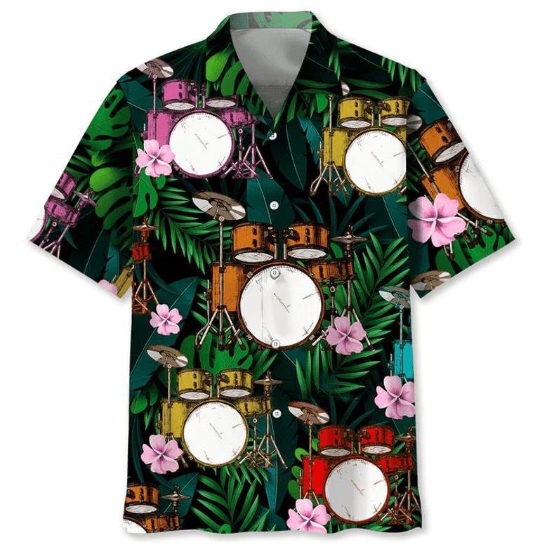 Drum Tropical , Short Sleeve Summer Vacation Beach Shirts For Men Unisex Hawaiian Shirt Aloha Shirt