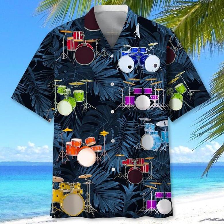 Drums Tropical Hawaii Shirt, Gift For Music Lover, Drums Shirt Unisex Hawaiian Shirt Aloha Shirt