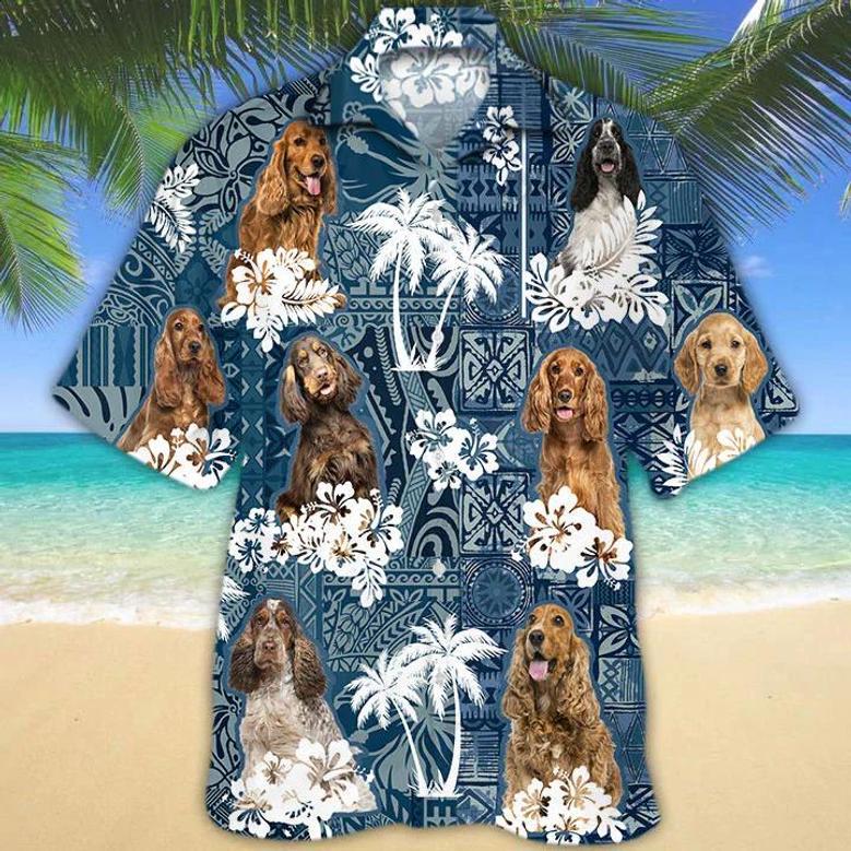 English Cocker Spaniel , Vintage Flowers Aloha Shirt For Dog Lovers Unisex Hawaiian Shirt Aloha Shirt