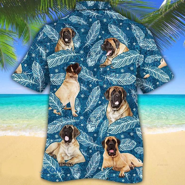 English Mastiff Dog Lovers Blue Feather Hawaii, English Mastiff Aloha Hawaiian Shirt Summer Gifts