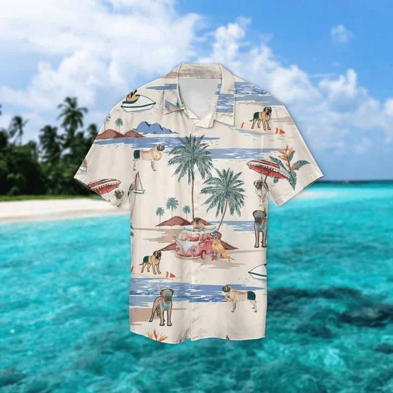 English Mastiff Summer Beach Hawaiian Shirt, Hawaiian Shirts For Men Short Sleeve Aloha Beach Shirt Summer Gifts