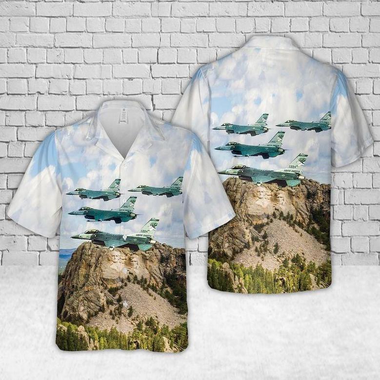 Fighter Squadron "Lobos" From Sioux Falls Agb Over Mount Rushmore South Dakota Air National Guard Hawaiian Shirt Summer Gifts