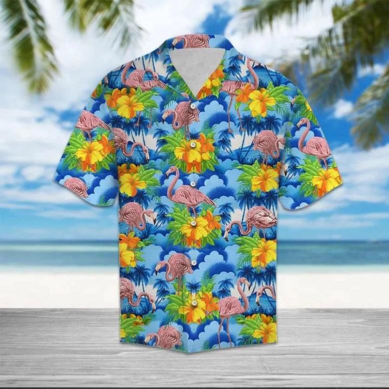 Flamingo Blue Hawaiian Vintage Hawaiian Shirt Summer Gifts