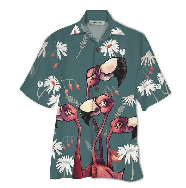 Flamingo Colorful Floral Aloha Hawaiian Shirts For Men & For Women Summer Gifts