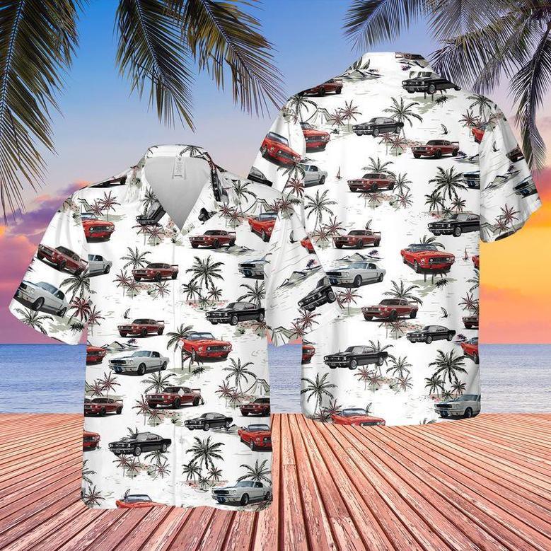 Ford Mustang Hawaiian Shirt For Men, Classic Car Hawaiian Shirt, Vintage Car Shirt Summer Gifts