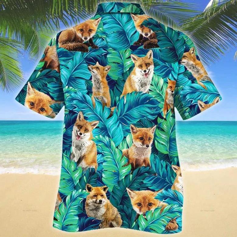 Fox Lovers Hawaiian Shirt, Tropical Fox Men Hawaiian Shirts - Casual Button Down Short Sleeve Shirt Summer Gifts