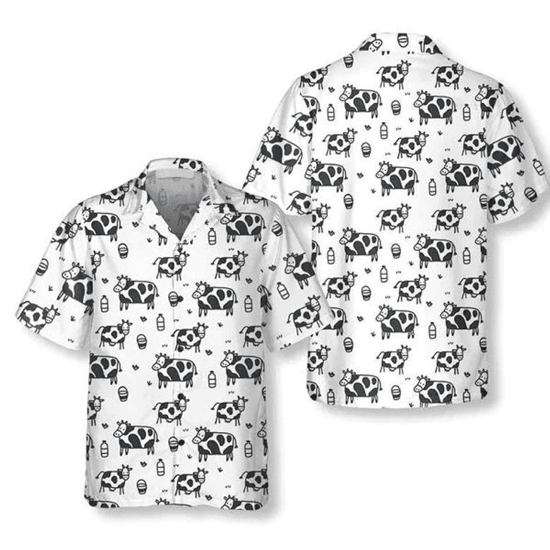 Funny Cow Pattern All Printed , Summer Gifts For Men And Women Unisex Hawaiian Shirt Aloha Shirt