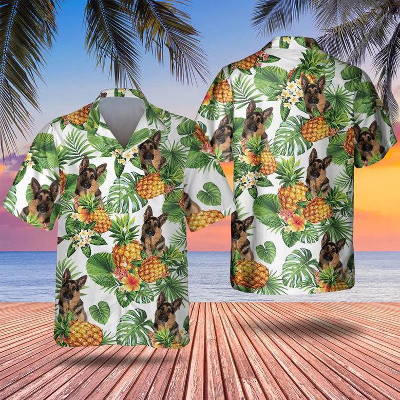 German Shepherd Dog Tropical Pattern , Dog Lover , Summer Gift For Men And Women Unisex Hawaiian Shirt Aloha Shirt