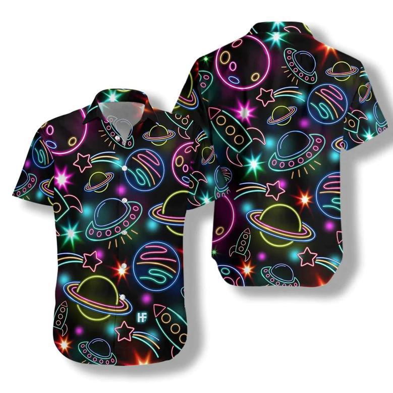 Glowing Space With Rainbow Star Unisex Hawaiian Shirt Aloha Shirt