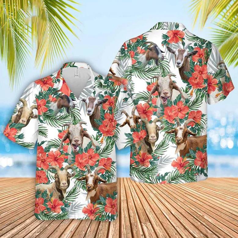 Goat Hawaiian Flowers , Summer Aloha Shirt Men And Women Unisex Hawaiian Shirt Aloha Shirt