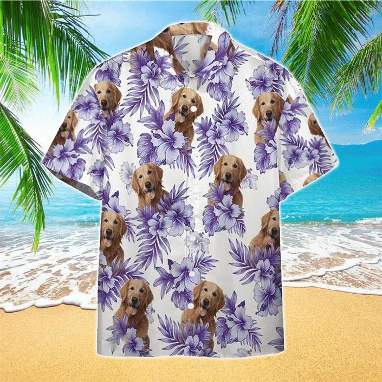 Golden Retriever Flower Vintage Hawaiian Shirt, The Best Gift For Dog Lovers Hawaiian Shirt Summer Gifts