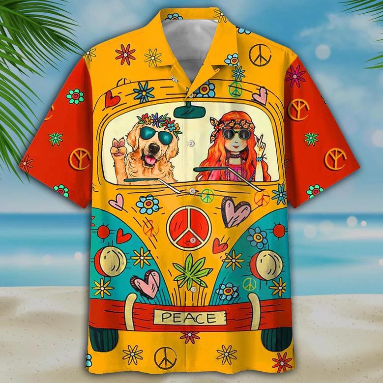 Golden Retriever Hippie Hawaiian Shirt Summer Gifts