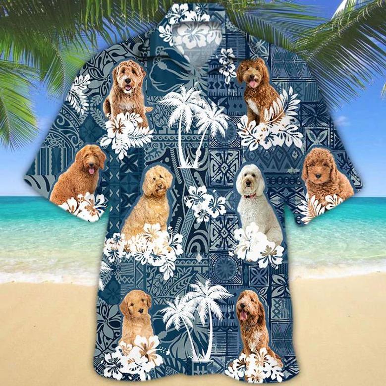 Goldendoodle , Goldendoodle Aloha Shirt, Flower Dog Short Sleeve Unisex Hawaiian Shirt Aloha Shirt