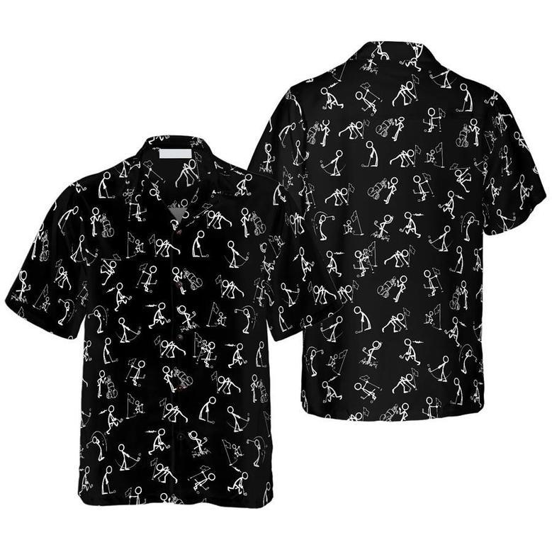 Golf Hole Breakthrough Hawaiian Shirt For Men, Stick Figures Playing Golf Shirt Summer Gifts