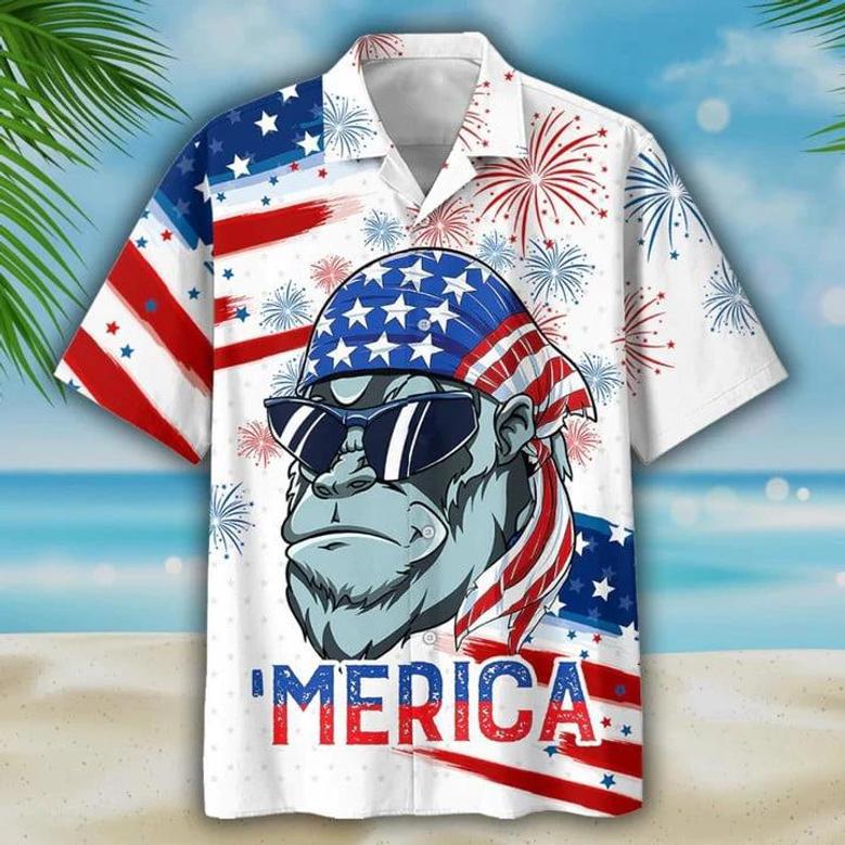 Gorila For Independence's Day, Usa Flag Pattern Merica , Patriotic Hawaii Shirt Unisex Hawaiian Shirt Aloha Shirt