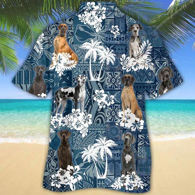 Great Dane , Great Dane Aloha Shirt, Flower Dog Short Sleeve For Men, Women Unisex Hawaiian Shirt Aloha Shirt