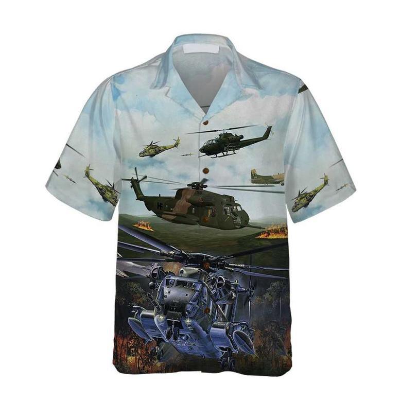 Green Giant Helicopter Hawaiian Shirt, Helicopter Shirt For Men, Hawaiian Shirt With Helicopter Summer Gifts