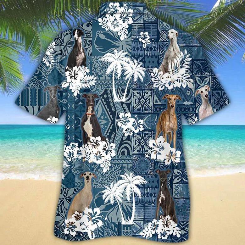 Greyhound , Flower Greyhound Short Sleeve For Men, Women Unisex Hawaiian Shirt Aloha Shirt