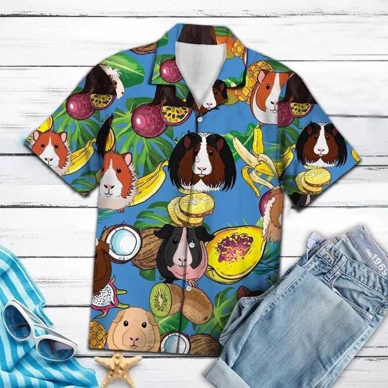 Guinea Pig Love Fruit On Blue Hawaiian Shirt Summer Gifts