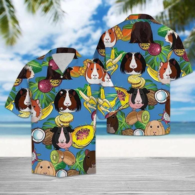 Guinea Pig Love Fruit On Blue Hawaiian Shirt Summer Gifts