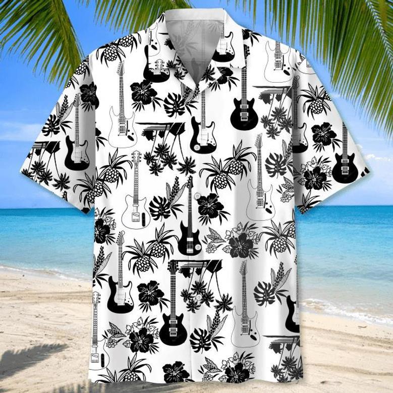 Guitar Tropical Hawaii Shirt, Gift For Music Lover, Guitar Shirt For Men Unisex Hawaiian Shirt Aloha Shirt