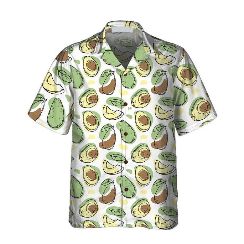 Hand Drawn Cute Avocado Pattern Hawaiian Shirt, Funny Avocado Shirt, Short Sleeve Avocado Print Shirt Summer Gifts