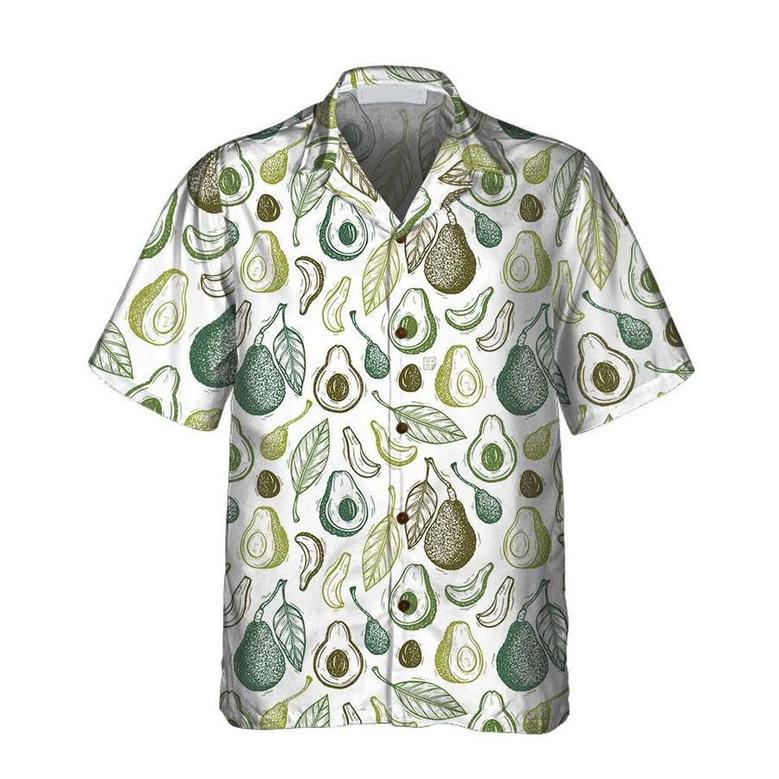 Hand Drawn Cute Avocado Pattern Hawaiian Shirt, Funny Avocado Shirt, Short Sleeve Avocado Print Shirt Summer Gifts