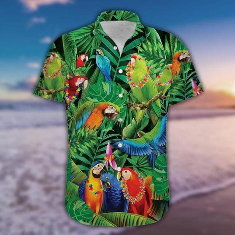 Hawaii Shirt For Men � Awesome Parrots Tropical Green Hawaiian Shirt Unisex Hawaiian Shirt Aloha Shirt