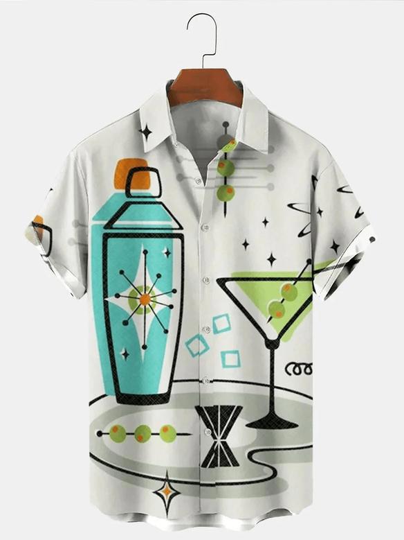 Hawaiian Cocktail Bartending Drink Party Men's Hawaiian Shirts Unisex Hawaiian Shirt Aloha Shirt