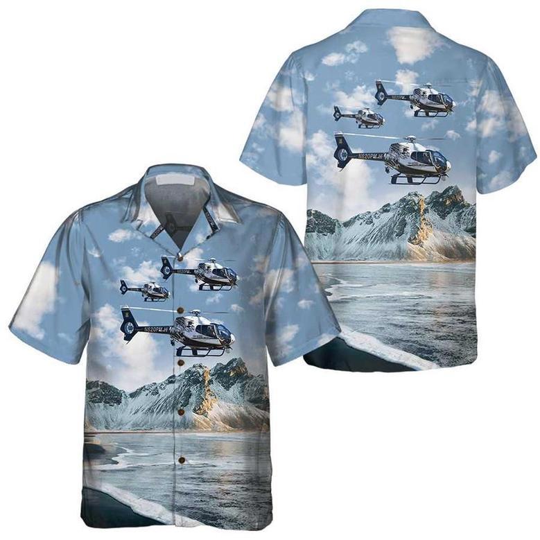 Helicopter On Ocean Background Hawaiian Shirt, Unique Helicopter Shirt For Men Summer Gifts