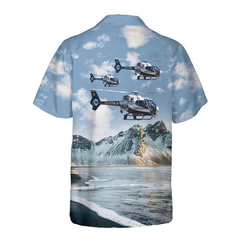 Helicopter On Ocean Background Hawaiian Shirt, Unique Helicopter Shirt For Men Summer Gifts