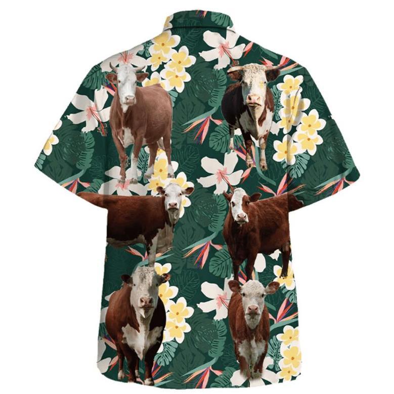 Hereford Cow , Farm Lover Hawaii Shirt, Cow Lovers, Shirt For Men, Tropical Shirts, Gift For Him Unisex Hawaiian Shirt Aloha Shirt