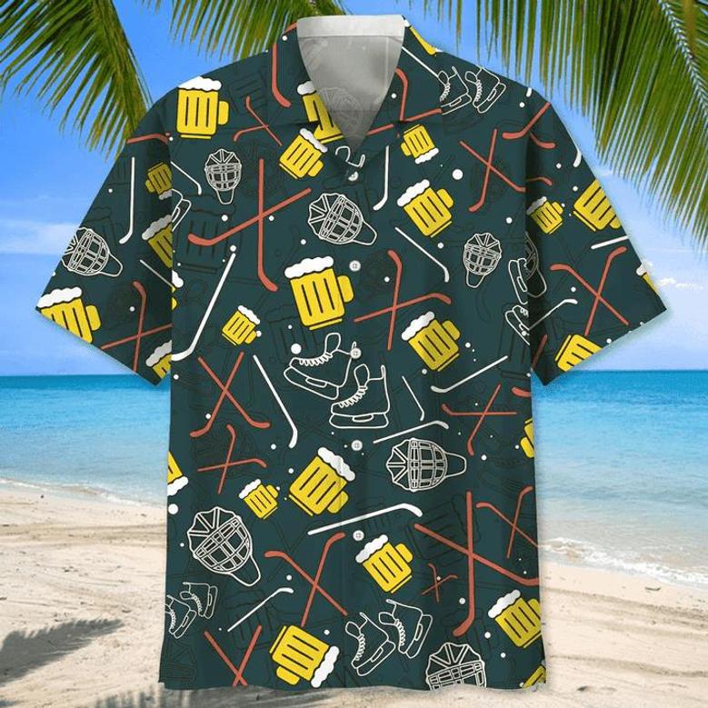 Hockey Neon Light For Men, Hockey Life Shirt, Hockey Player Gifts Unisex Hawaiian Shirt Aloha Shirt