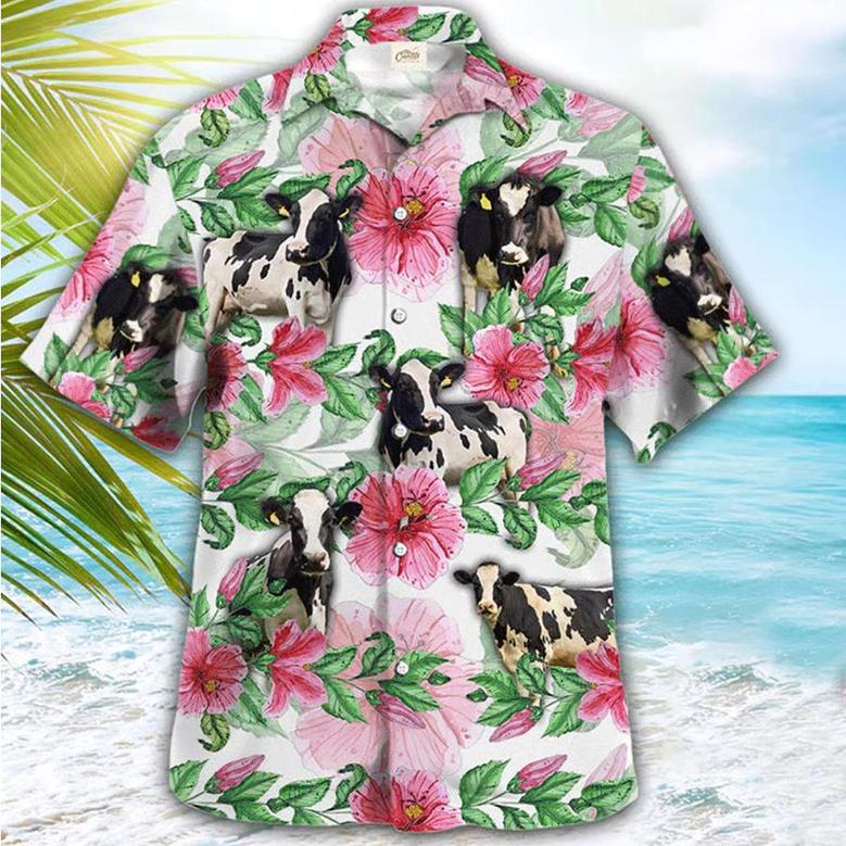 Holstein Cow , Farmer S, Summer Tropical Shirts, Gift For Him, Funny S Unisex Hawaiian Shirt Aloha Shirt