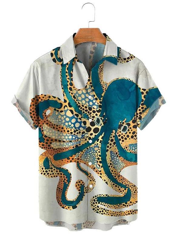 Ink Ocean Octopus Art Unisex Hawaiian Shirt Aloha Shirt