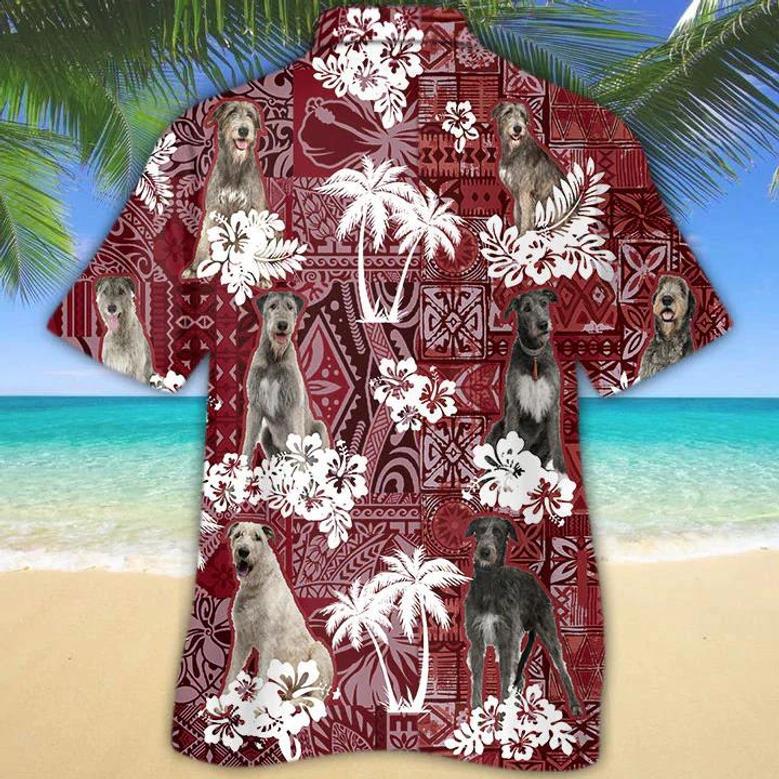 Irish Wolfhound Red Hawaiian Shirt, Gift For Dog Lover Shirts, Men's Hawaiian Shirt, Summer Hawaiian Aloha Shirt Summer Gifts