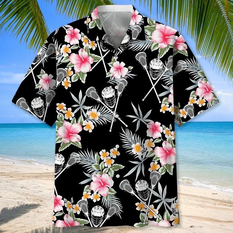 Lacrosse Usa Blue Tropical , Summer Short Sleeve Shirts For Men And Women Unisex Hawaiian Shirt Aloha Shirt